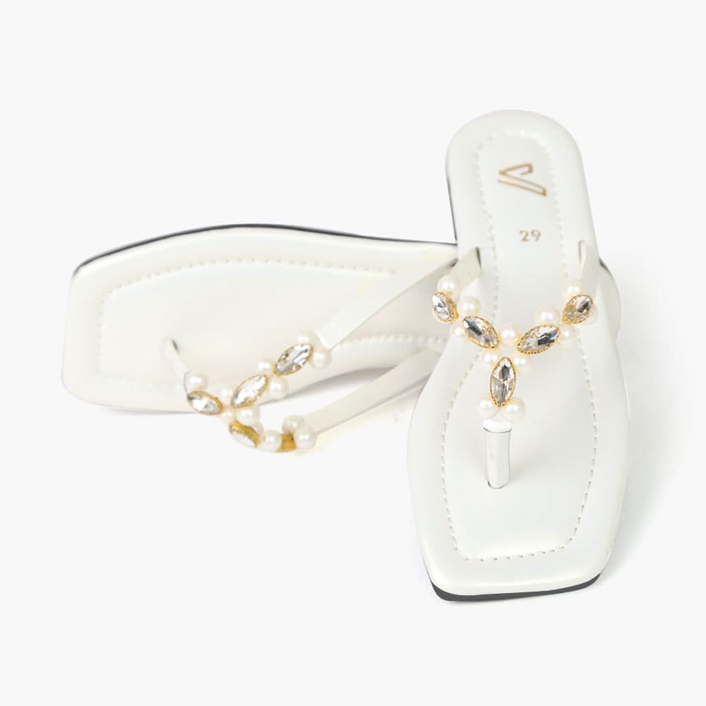 Girls Slipper - White, Girls Slippers, Chase Value, Chase Value