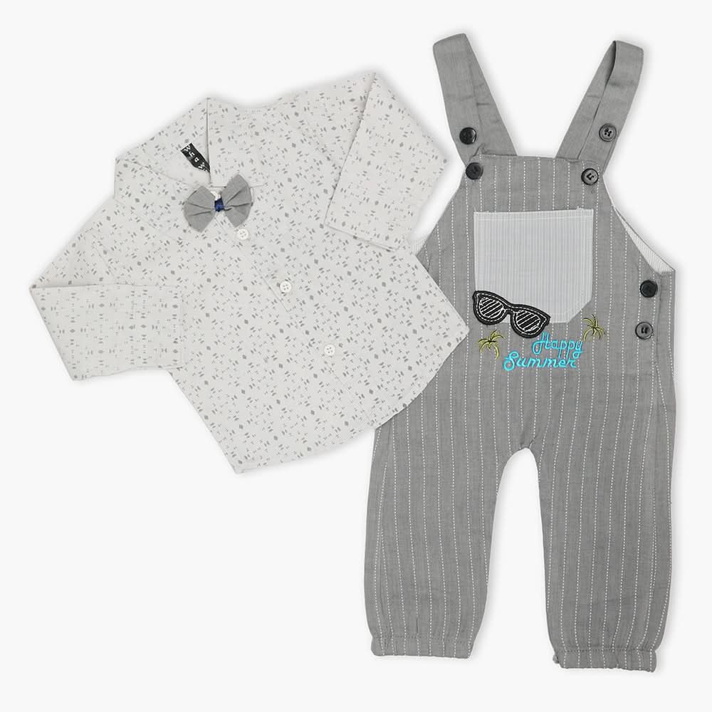 Newborn Boys Full Sleeves Romper 2pcs - White, Newborn Boys Winterwear, Chase Value, Chase Value