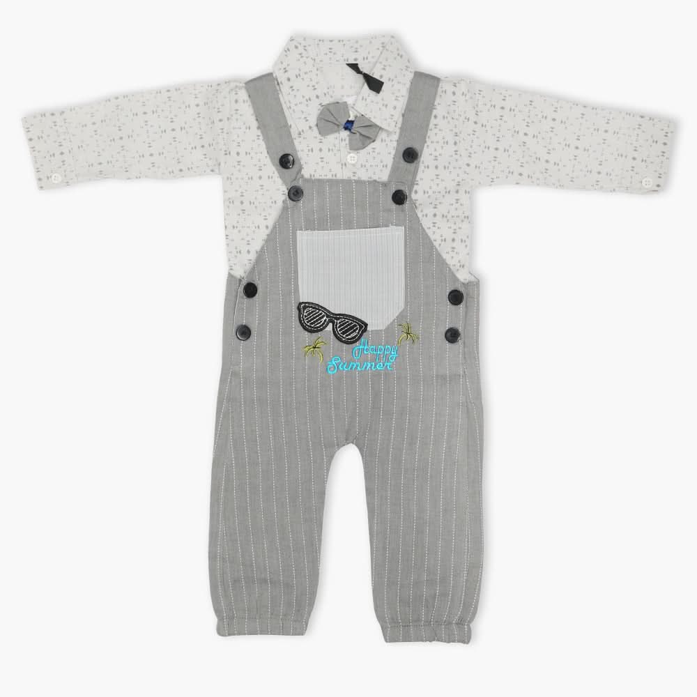 Newborn Boys Full Sleeves Romper 2pcs - White, Newborn Boys Winterwear, Chase Value, Chase Value