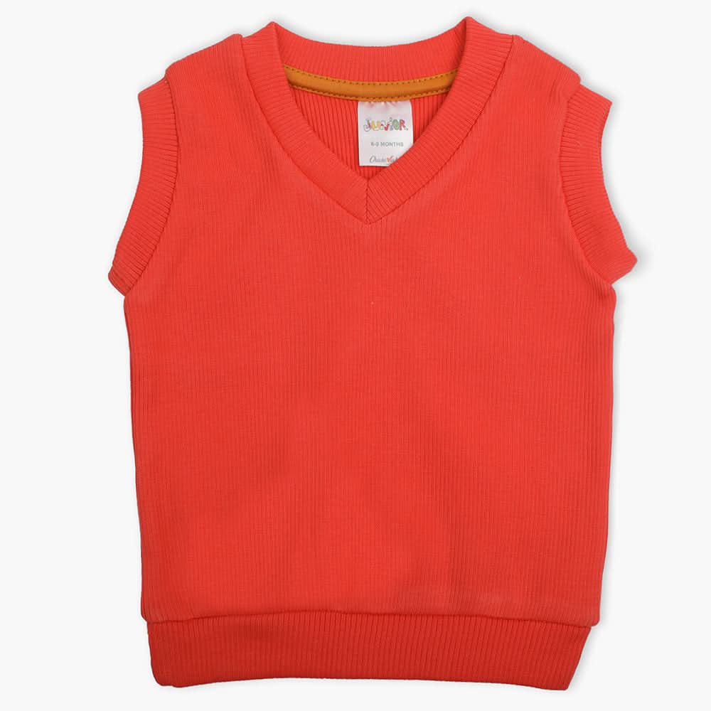 Newborn Boys Sleevesless Sweater - Orange, Newborn Boys Winterwear, Chase Value, Chase Value