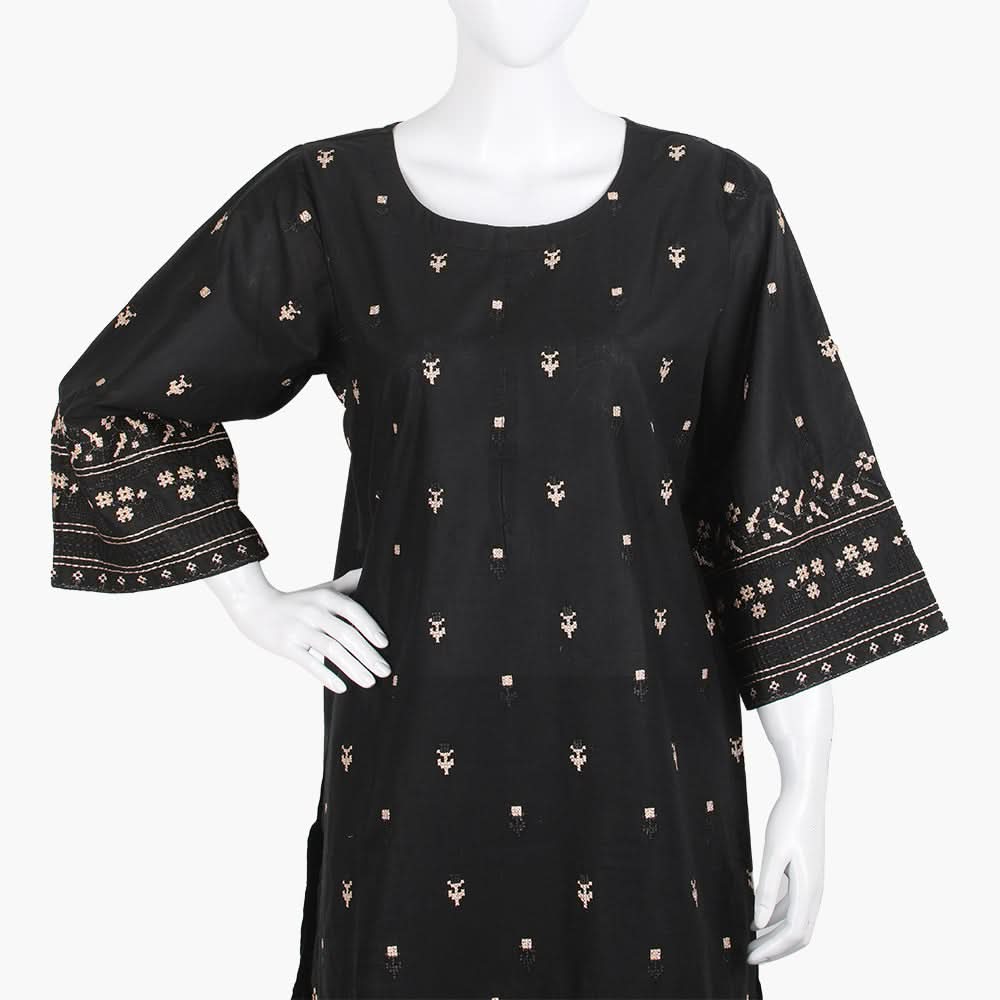 Women's Embroidered 2Pcs Suit - Black, Women Shalwar Suits, Chase Value, Chase Value