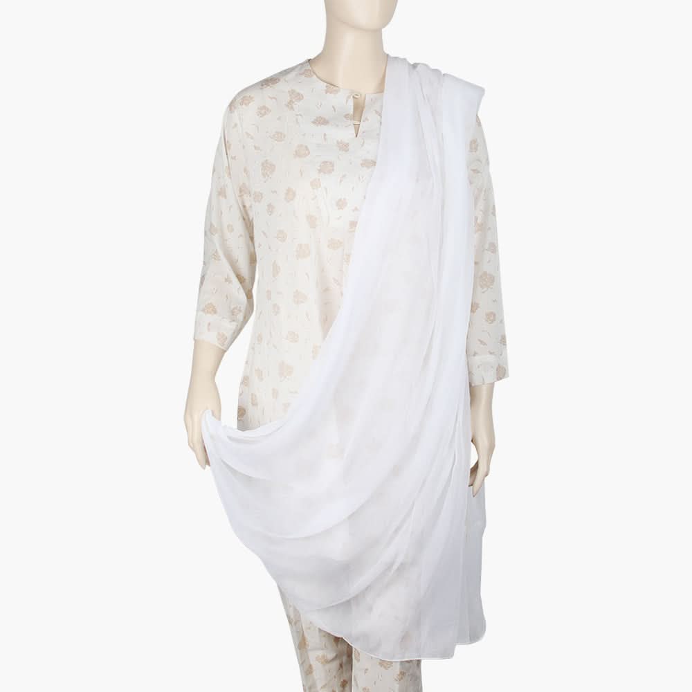 Women's Chiffon Dupatta - White, Women Dupatta, Chase Value, Chase Value