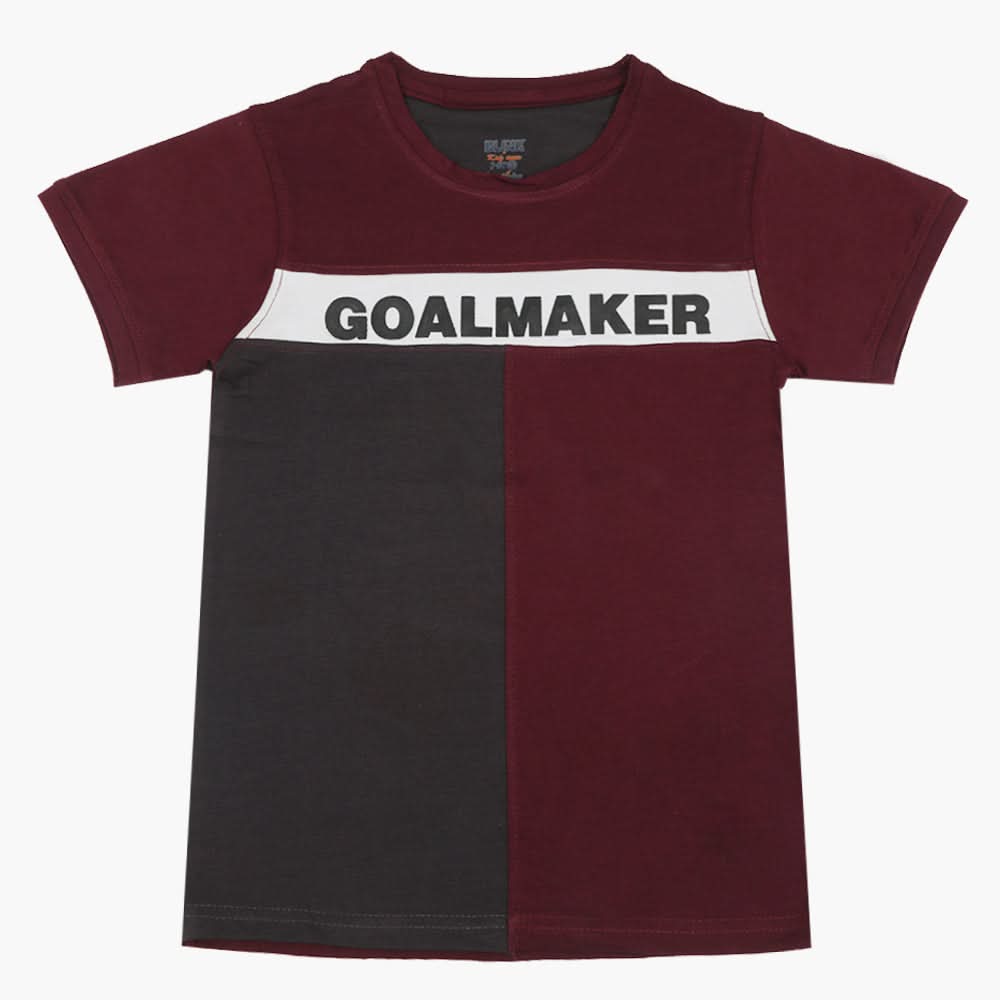 Boys Half Sleeves T-Shirt - Maroon, Boys T-Shirts, Chase Value, Chase Value