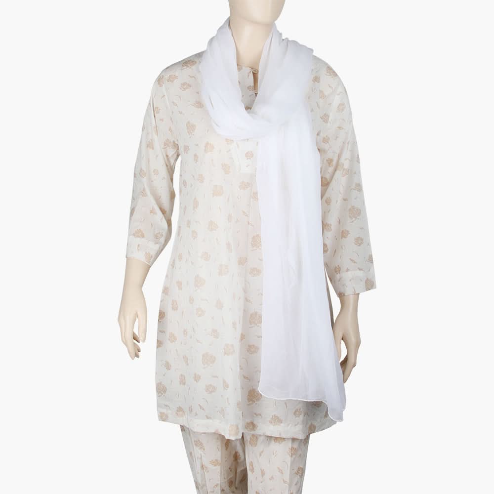 Women's Chiffon Dupatta - White, Women Dupatta, Chase Value, Chase Value