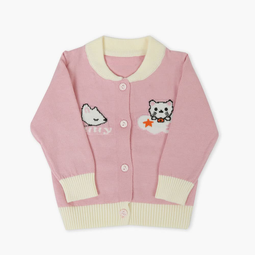 Newborn Girls Sweater - Tea Pink, Newborn Girls Winterwear, Chase Value, Chase Value