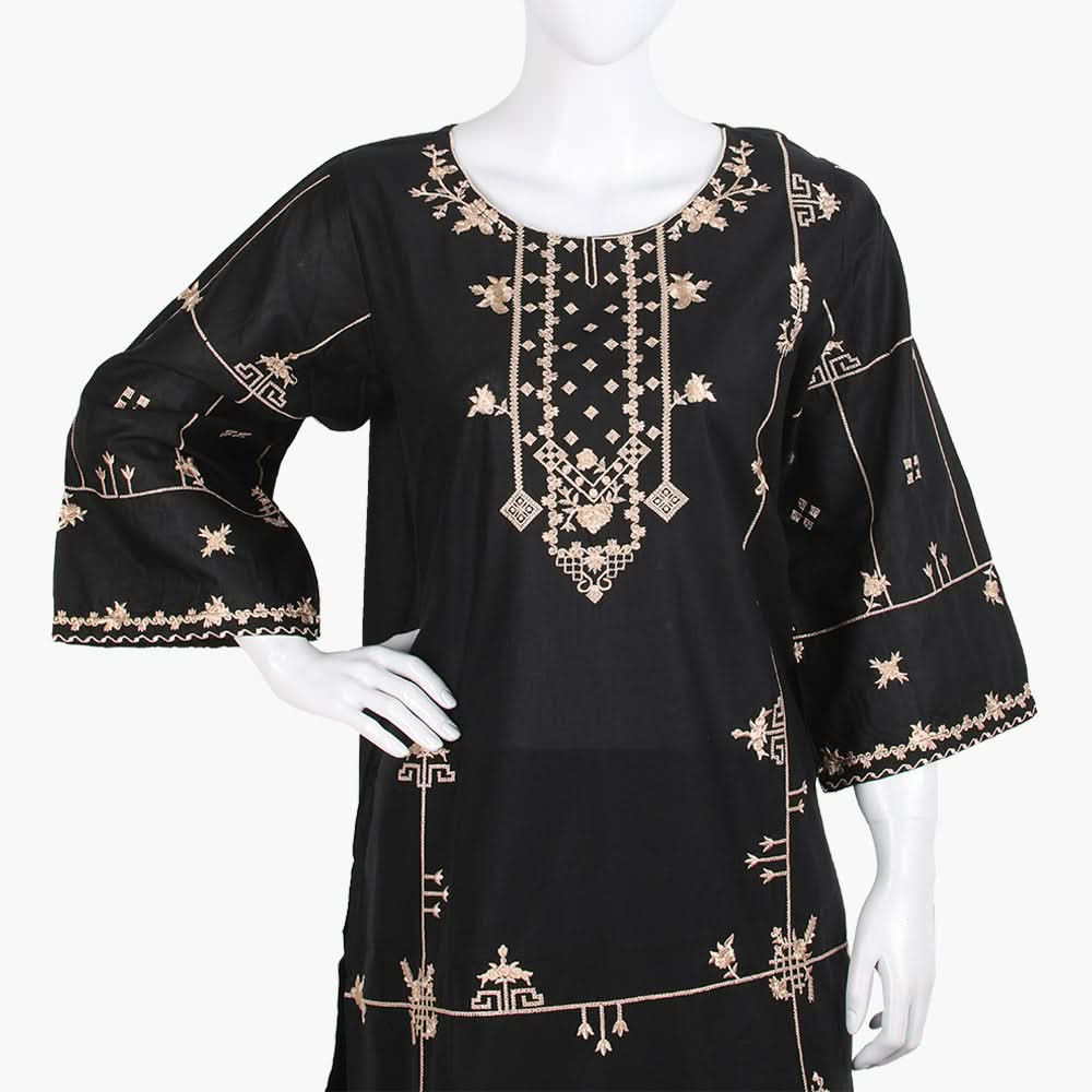 Women's Embroidered 2Pcs Suit - Black, Women Shalwar Suits, Chase Value, Chase Value