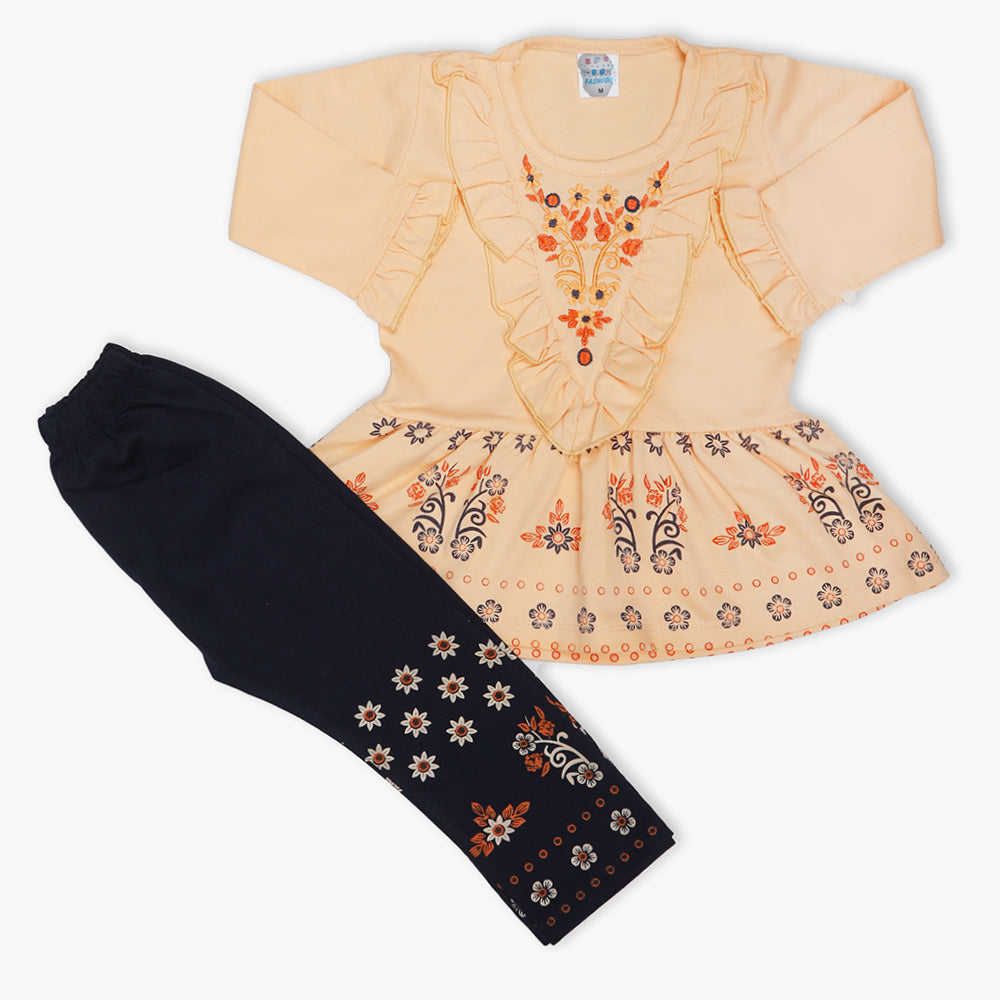 Girls Full Sleeves Tight Suit - Peach, Girls Suits, Chase Value, Chase Value