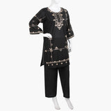 Women's Embroidered 2Pcs Suit - Black, Women Shalwar Suits, Chase Value, Chase Value