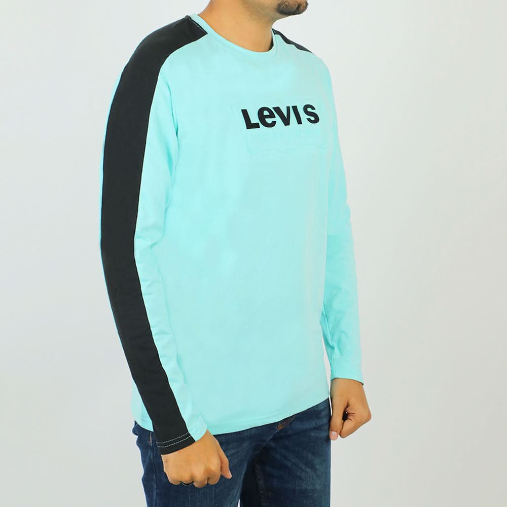 Men's Full Sleeves Round Neck T-Shirt - Cyan, Men's T-Shirts & Polos, Chase Value, Chase Value