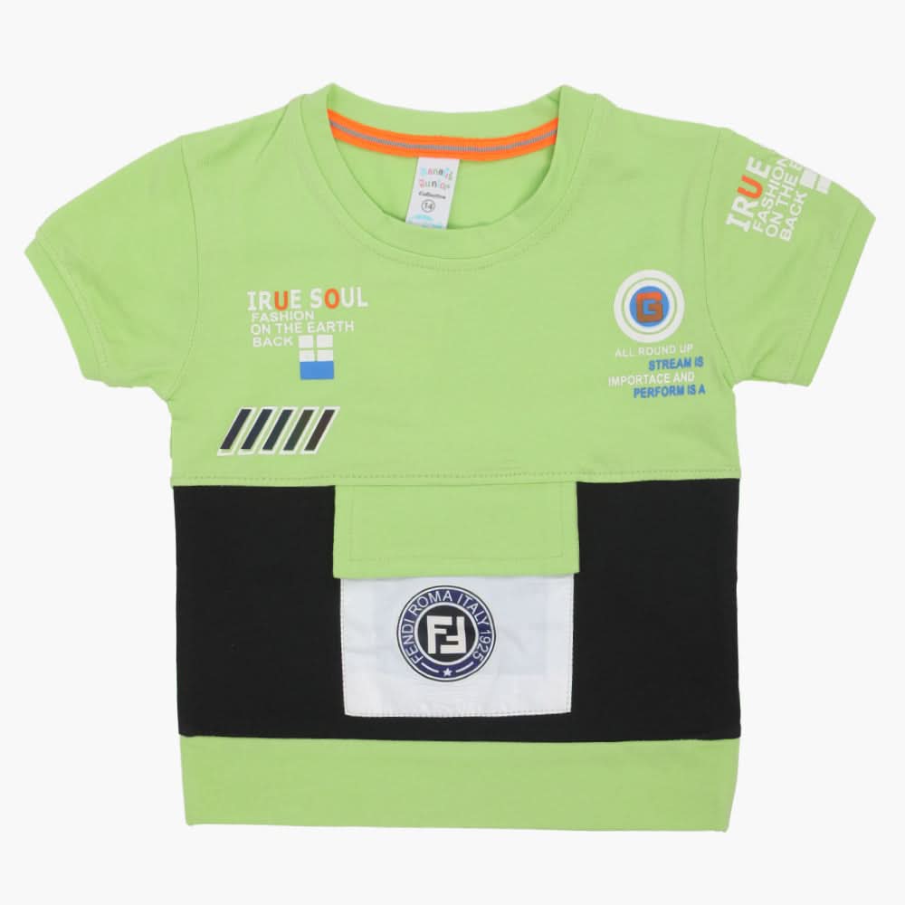 Boys Half Sleeves T-Shirt - Light Green, Boys T-Shirts, Chase Value, Chase Value