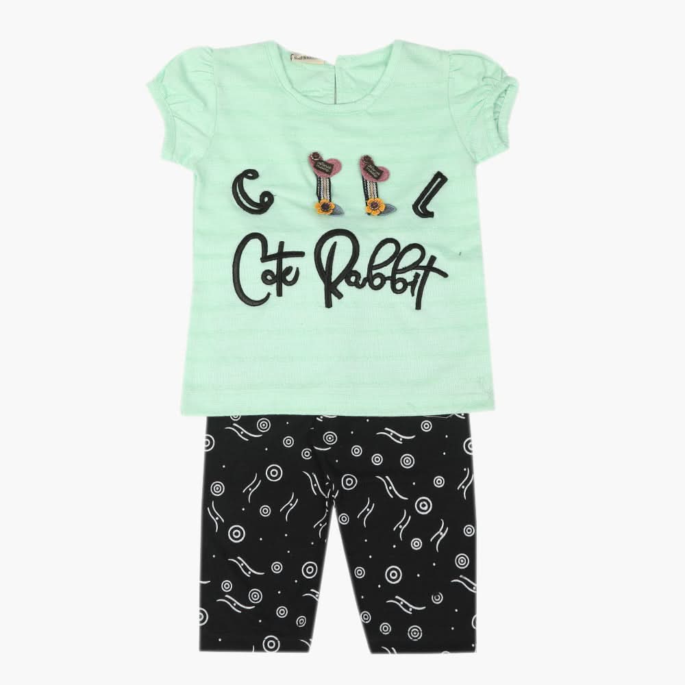 Girls Half Sleeves Suit - Light Green, Girls Suits, Chase Value, Chase Value