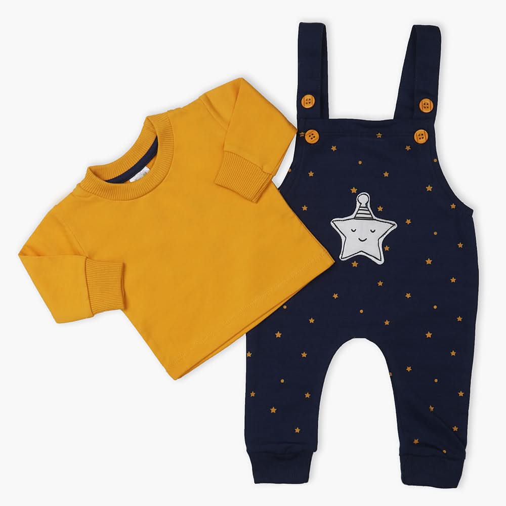 Newborn Boys Full Sleeves Romper 2pcs - Navy Blue, Newborn Boys Winterwear, Chase Value, Chase Value