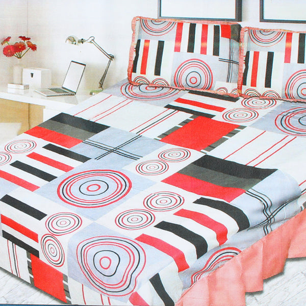 Printed Cotton Frill Double Bed Sheet - E, Double Size Bed Sheet, Chase Value, Chase Value