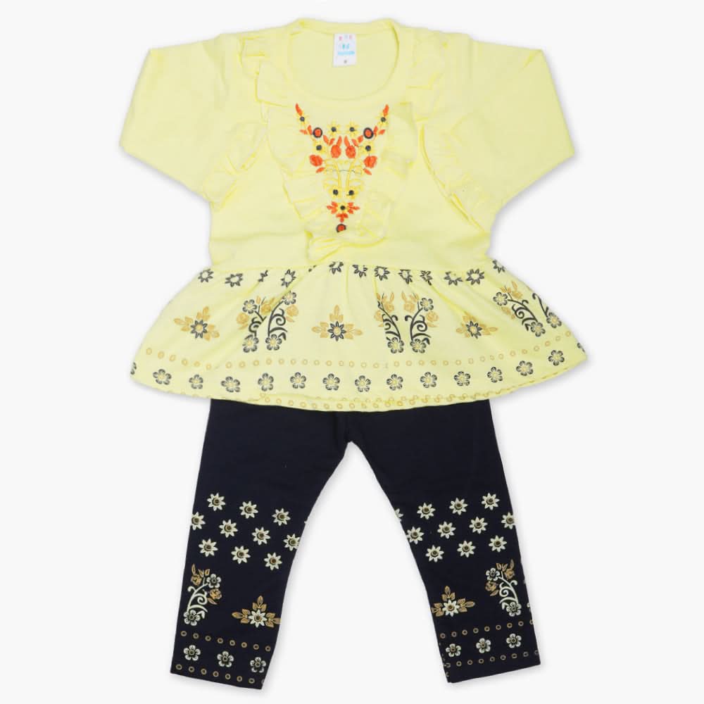 Girls Full Sleeves Tight Suit - Lemon, Girls Suits, Chase Value, Chase Value