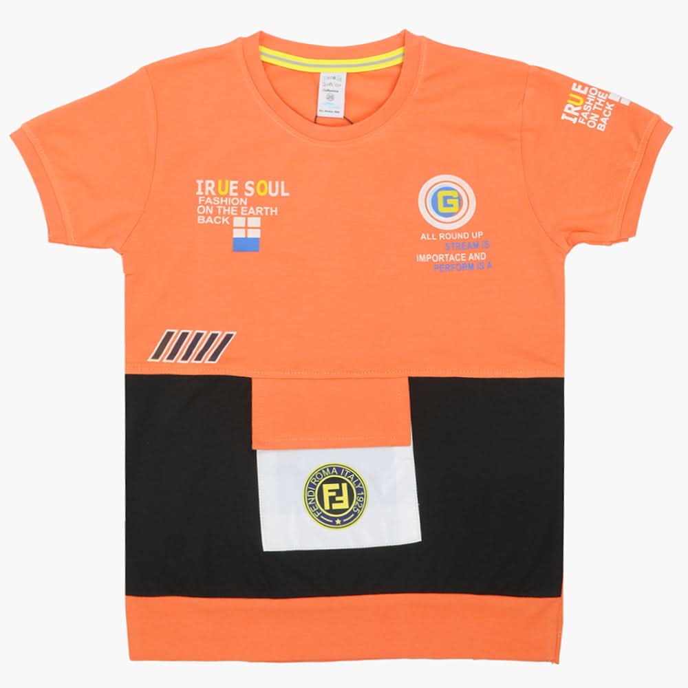 Boys Half Sleeves T-Shirt - Peach, Boys T-Shirts, Chase Value, Chase Value