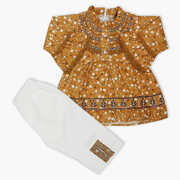 Newborn Girls Full Sleeves Suit - Mustard, Newborn Girls Winterwear, Chase Value, Chase Value