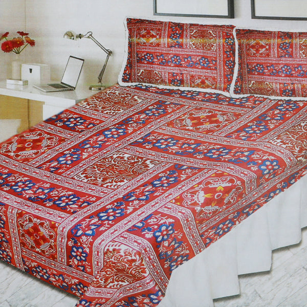 Printed Cotton Frill Double Bed Sheet - A, Double Size Bed Sheet, Chase Value, Chase Value