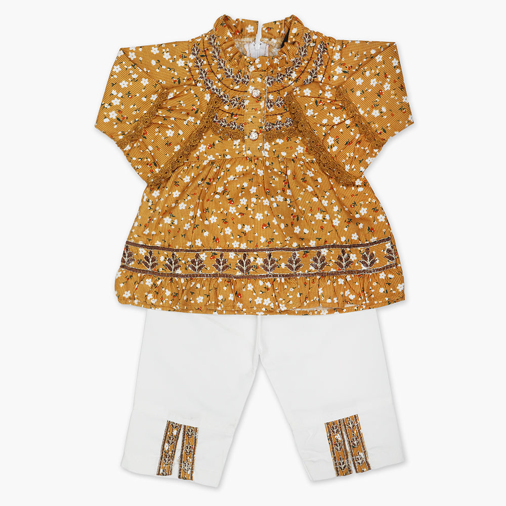 Newborn Girls Full Sleeves Suit - Mustard, Newborn Girls Winterwear, Chase Value, Chase Value