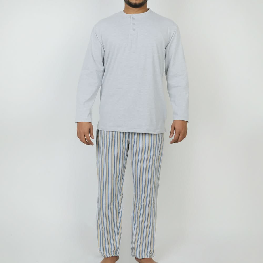 Men's Full Sleeves Night Suit - Grey, Men's Nightwear, Chase Value, Chase Value