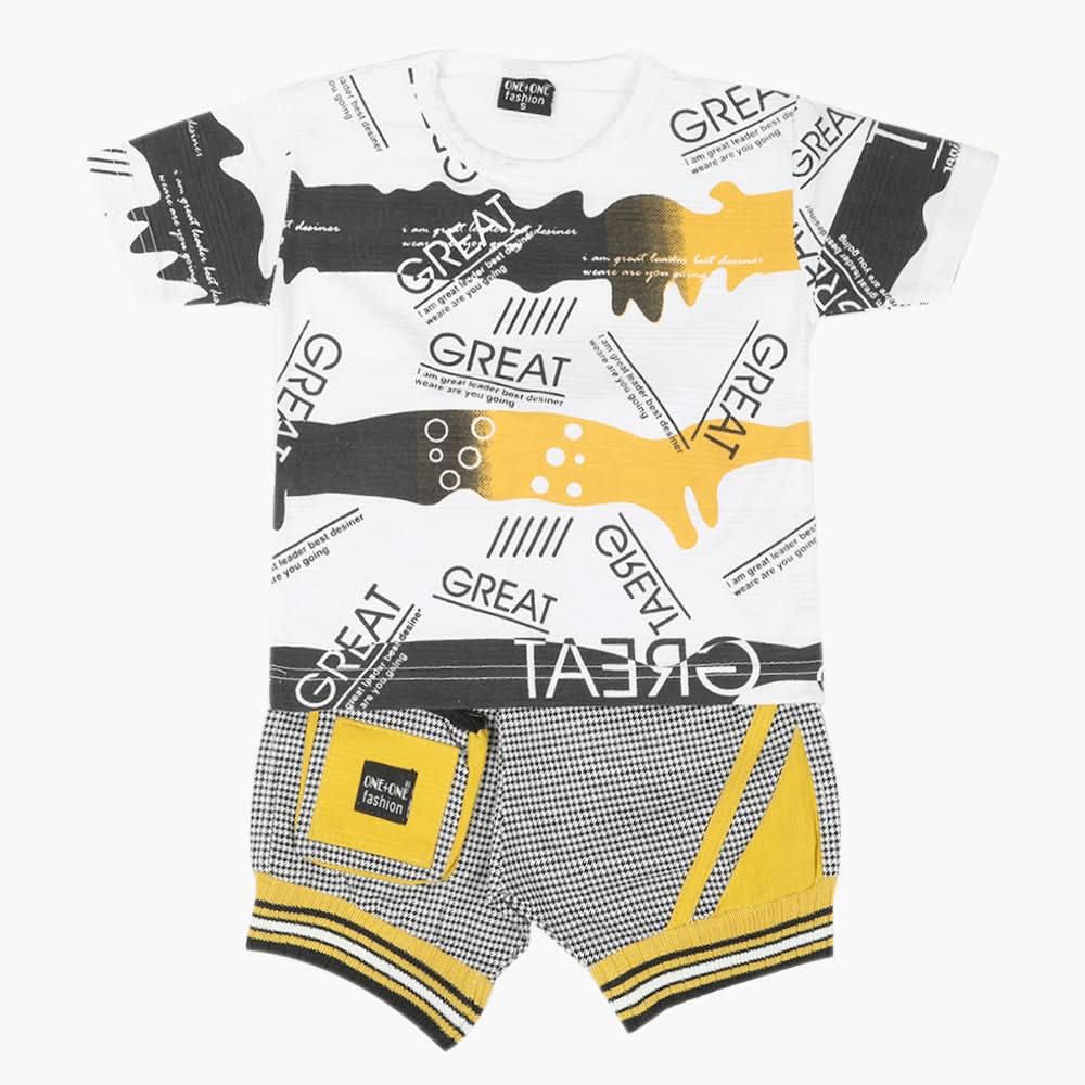 Boys Half Sleeves Suit - Musturd, Boys Sets & Suits, Chase Value, Chase Value