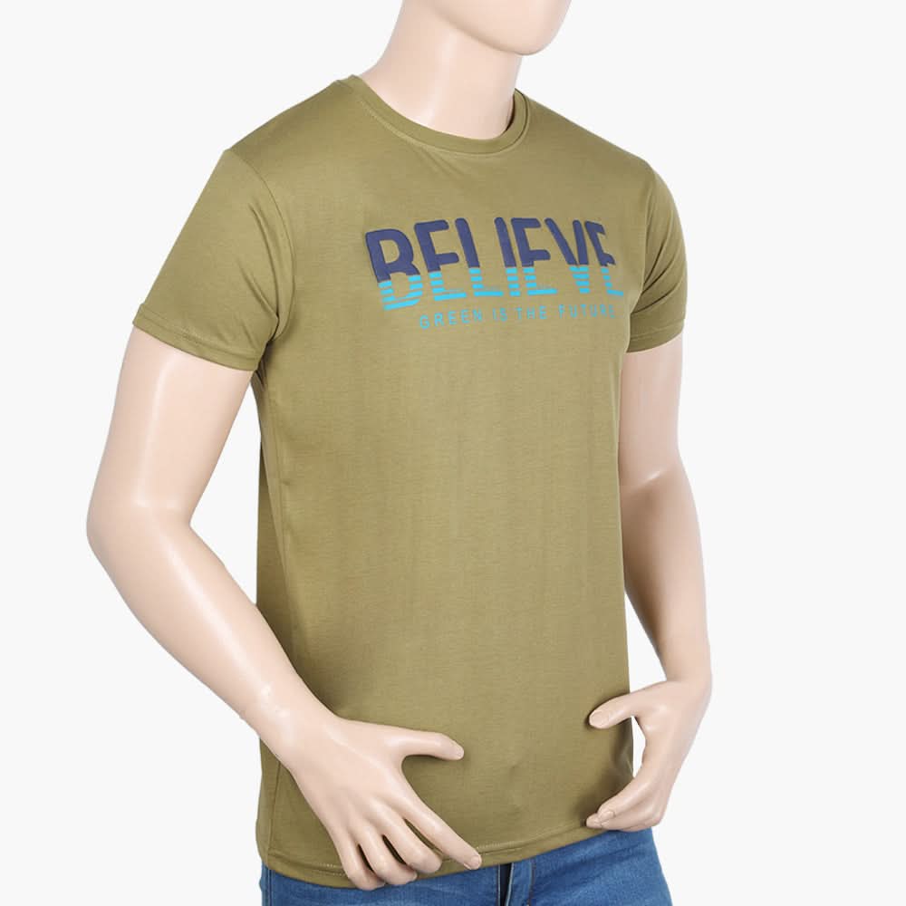 Men's Half Sleeves T-Shirt - Olive Green, Men's T-Shirts & Polos, Chase Value, Chase Value