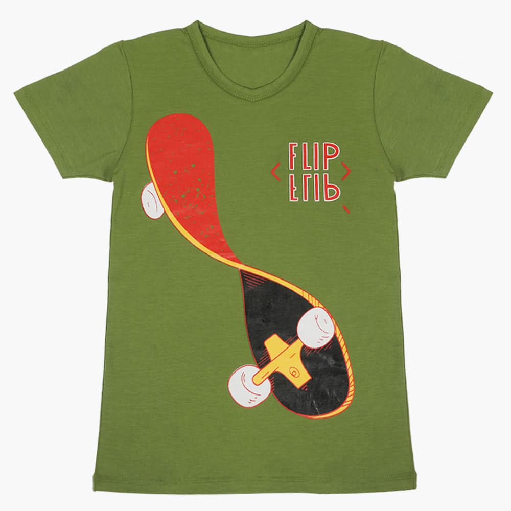 Boys Half Sleeves T-Shirt - Olive Green, Boys T-Shirts, Chase Value, Chase Value