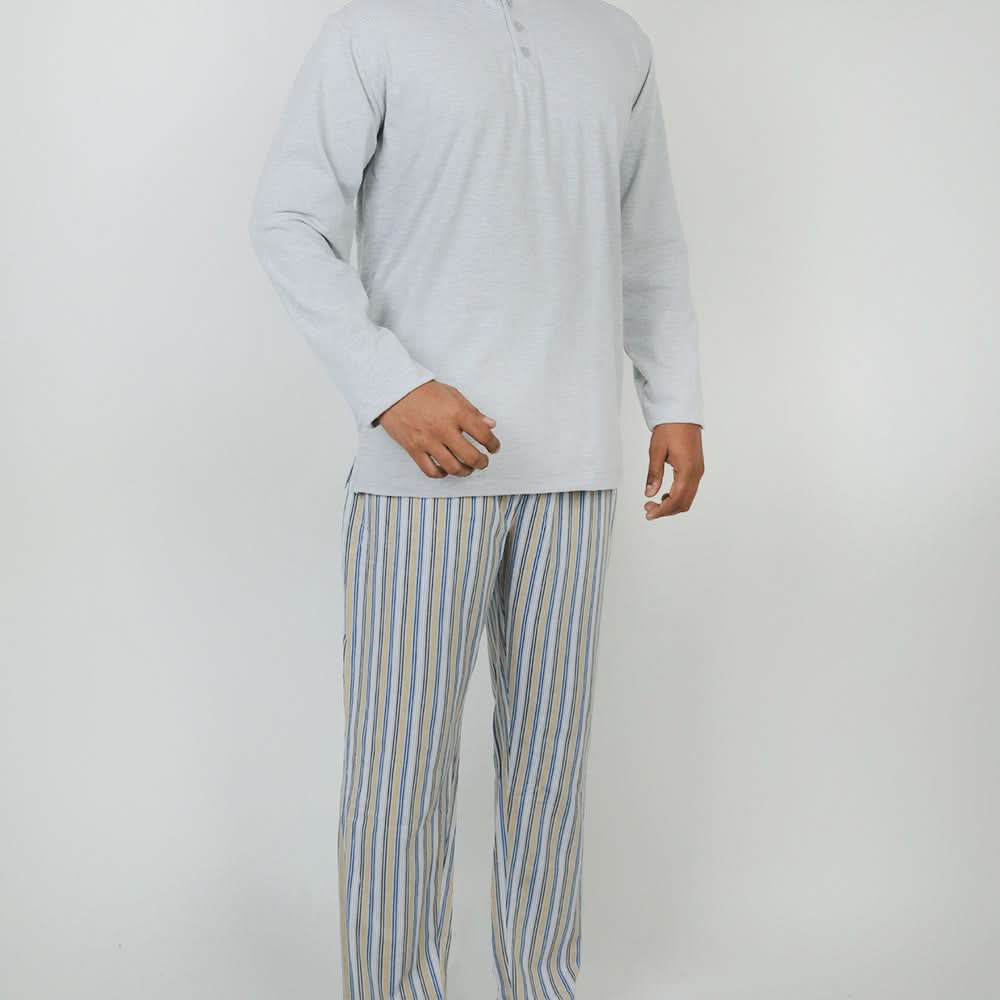Men's Full Sleeves Night Suit - Grey, Men's Nightwear, Chase Value, Chase Value