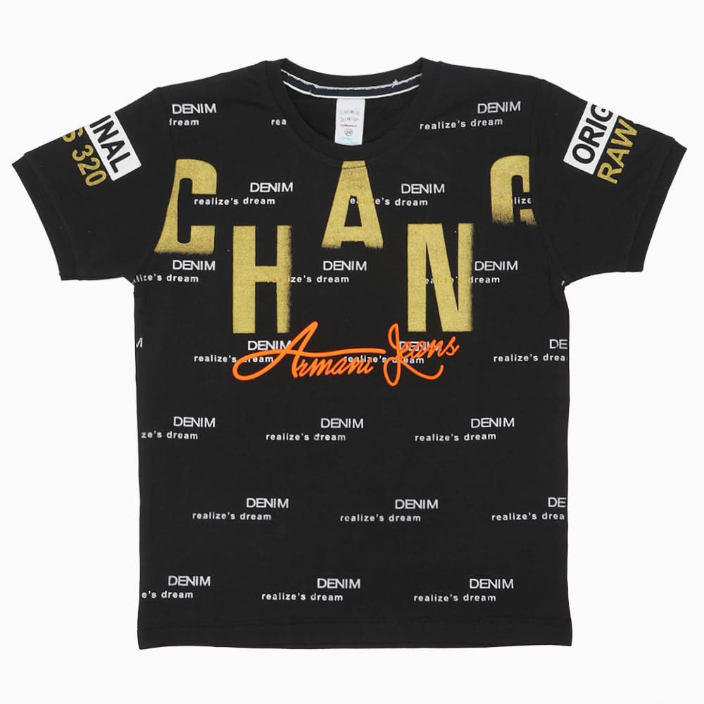 Boys Half Sleeves T-Shirt - Black, Boys T-Shirts, Chase Value, Chase Value