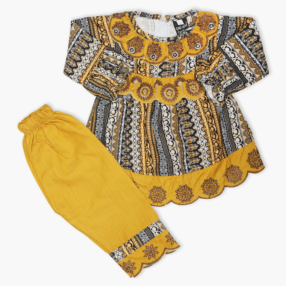 Newborn Girls Full Sleeves Suit - Mustard, Newborn Girls Winterwear, Chase Value, Chase Value