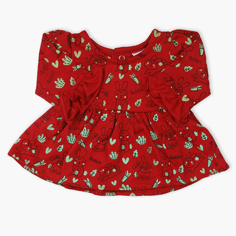 Newborn Girls Frock - Red, Newborn Girls Winterwear, Chase Value, Chase Value