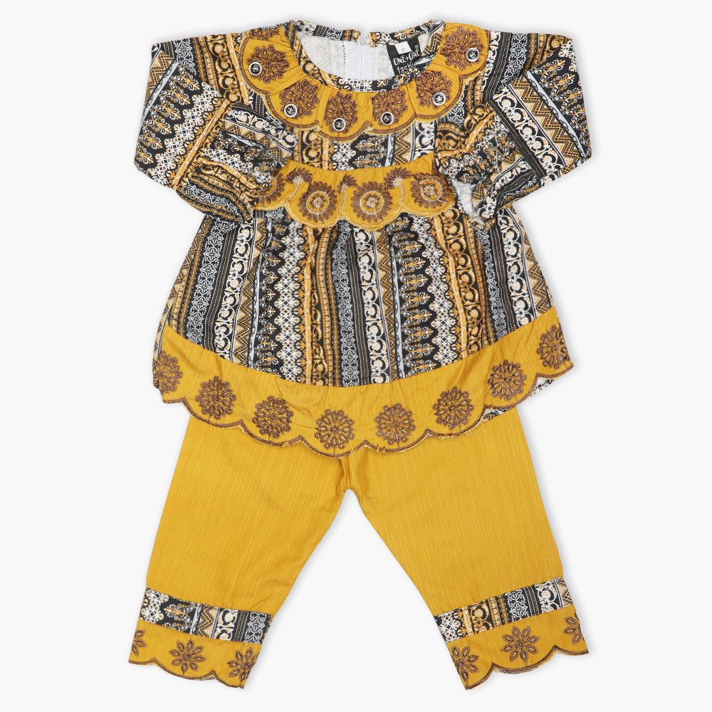 Newborn Girls Full Sleeves Suit - Mustard, Newborn Girls Winterwear, Chase Value, Chase Value