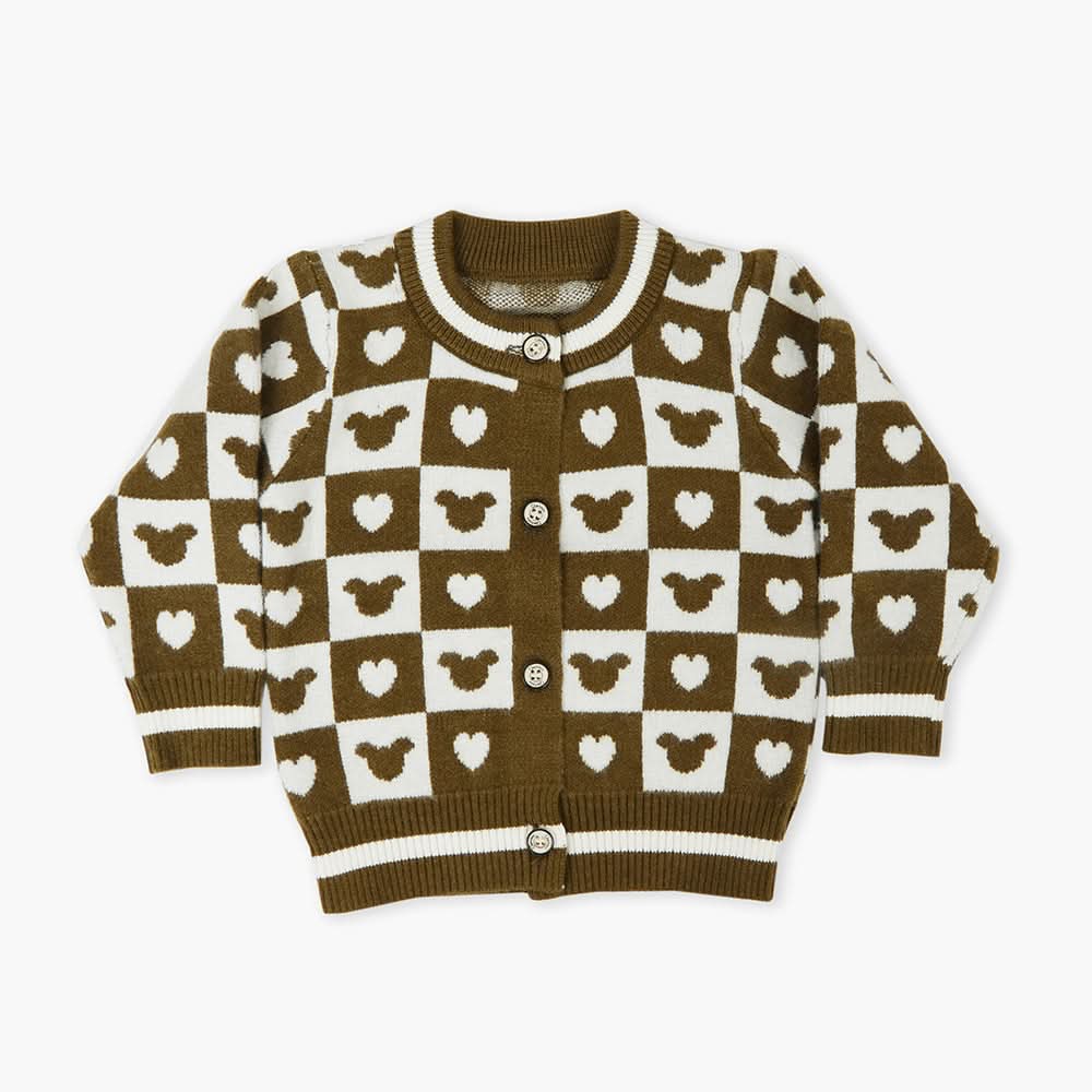 Newborn Girls Sweater - Olive Green, Newborn Girls Winterwear, Chase Value, Chase Value