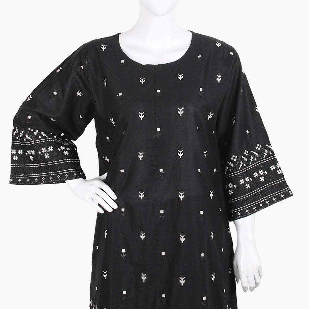 Women's Embroidered 2Pcs Suit - Black, Women Shalwar Suits, Chase Value, Chase Value