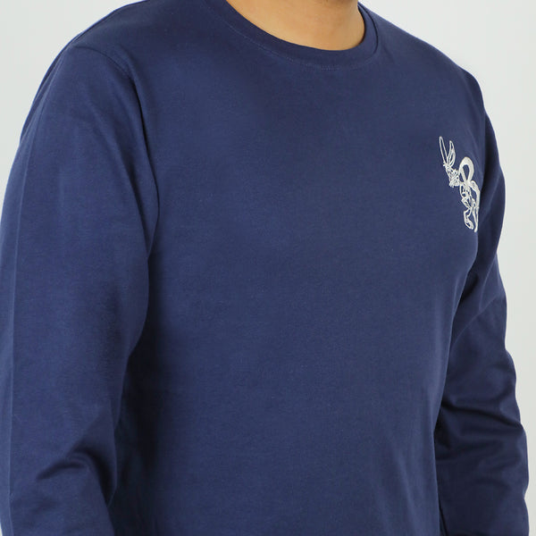 Eminent Men's Round Neck Full Sleeves T-Shirt - Navy Blue