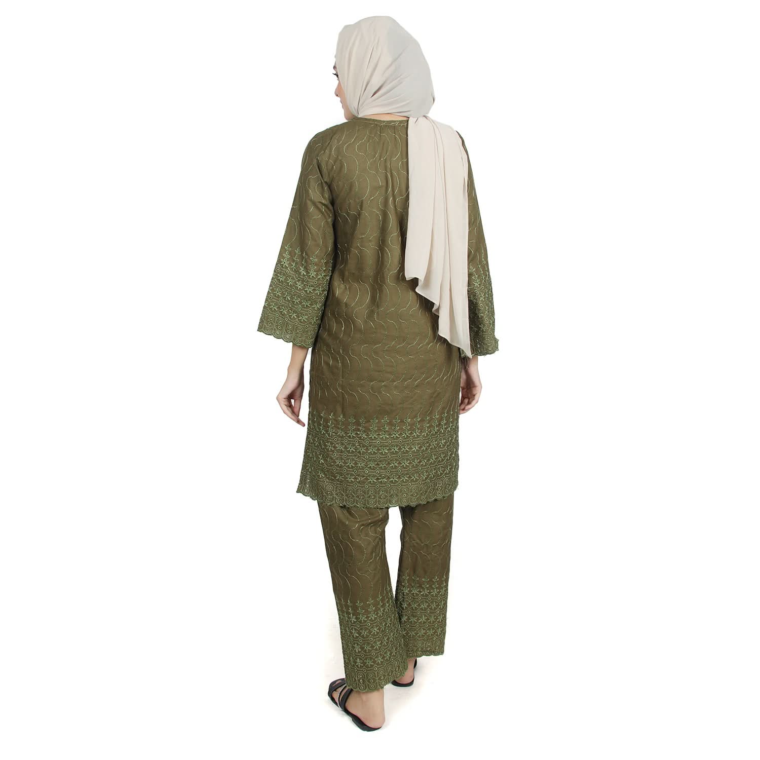 Women's Embroidered 2pcs Stitched Suit - Olive Green, Women Shalwar Suits, Chase Value, Chase Value