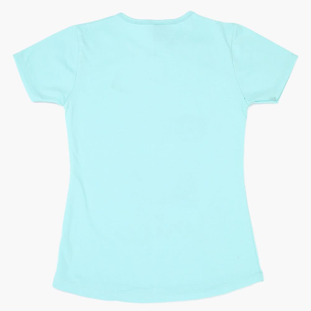 Girls Half Sleeves T-Shirt - Sky Blue, Girls T-Shirts, Chase Value, Chase Value