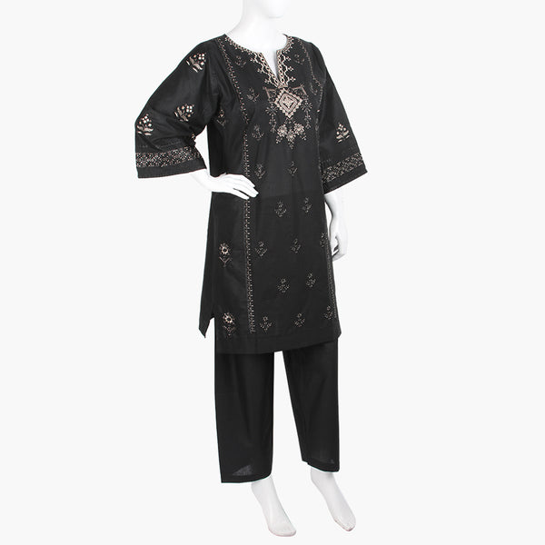 Women's Embroidered 2Pcs Suit - Black, Women Shalwar Suits, Chase Value, Chase Value