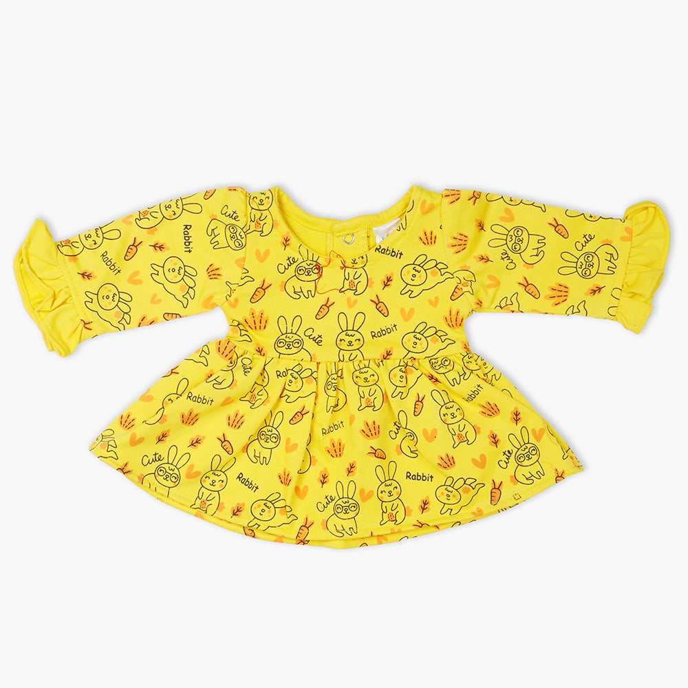 Newborn Girls Frock - Yellow, Newborn Girls Winterwear, Chase Value, Chase Value