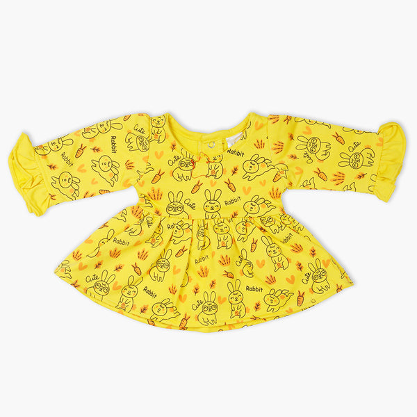 Newborn Girls Frock - Yellow, Newborn Girls Winterwear, Chase Value, Chase Value