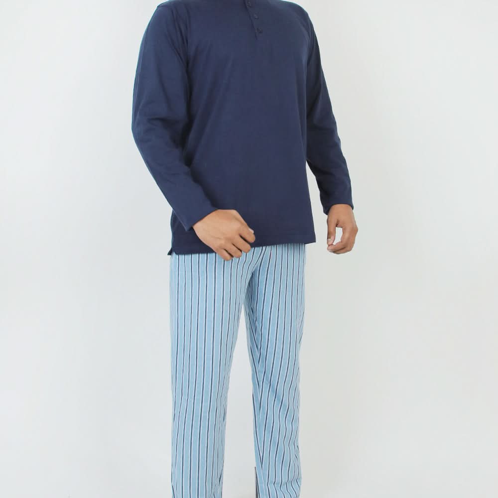 Men's Full Sleeves Night Suit - Navy Blue, Men's Nightwear, Chase Value, Chase Value