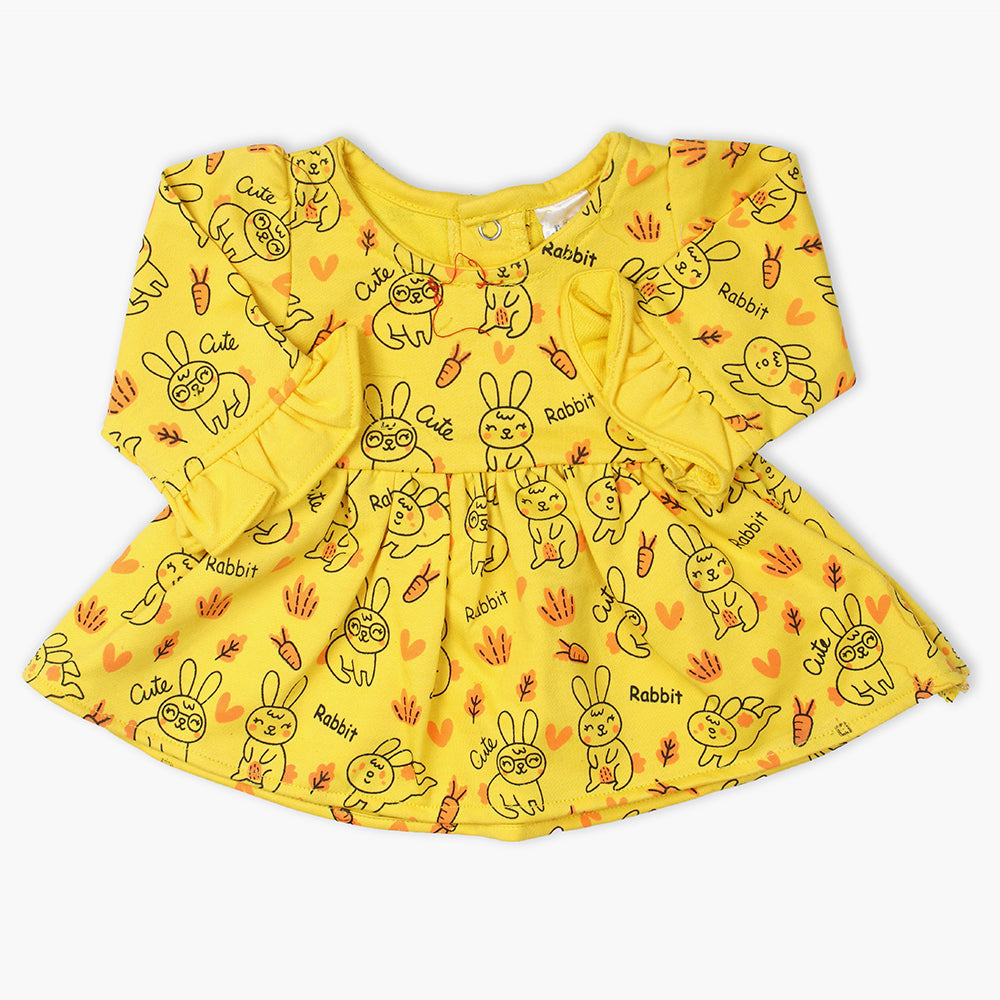 Newborn Girls Frock - Yellow, Newborn Girls Winterwear, Chase Value, Chase Value