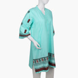 Women's Embroidered Kurti - Cyan, Women Ready Kurtis, Chase Value, Chase Value