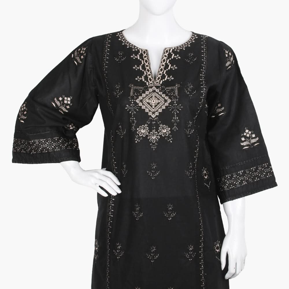 Women's Embroidered 2Pcs Suit - Black, Women Shalwar Suits, Chase Value, Chase Value