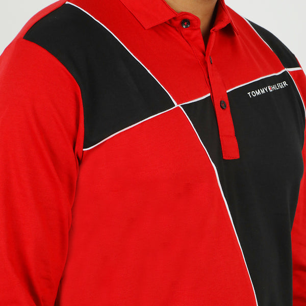 Men's Full Sleeves Polo T-Shirt - Red