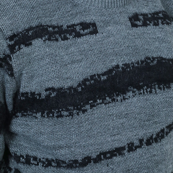 Men's Jacquard Sweater - Grey & Black, Men's Sweater & Sweat Shirts, Eminent, Chase Value