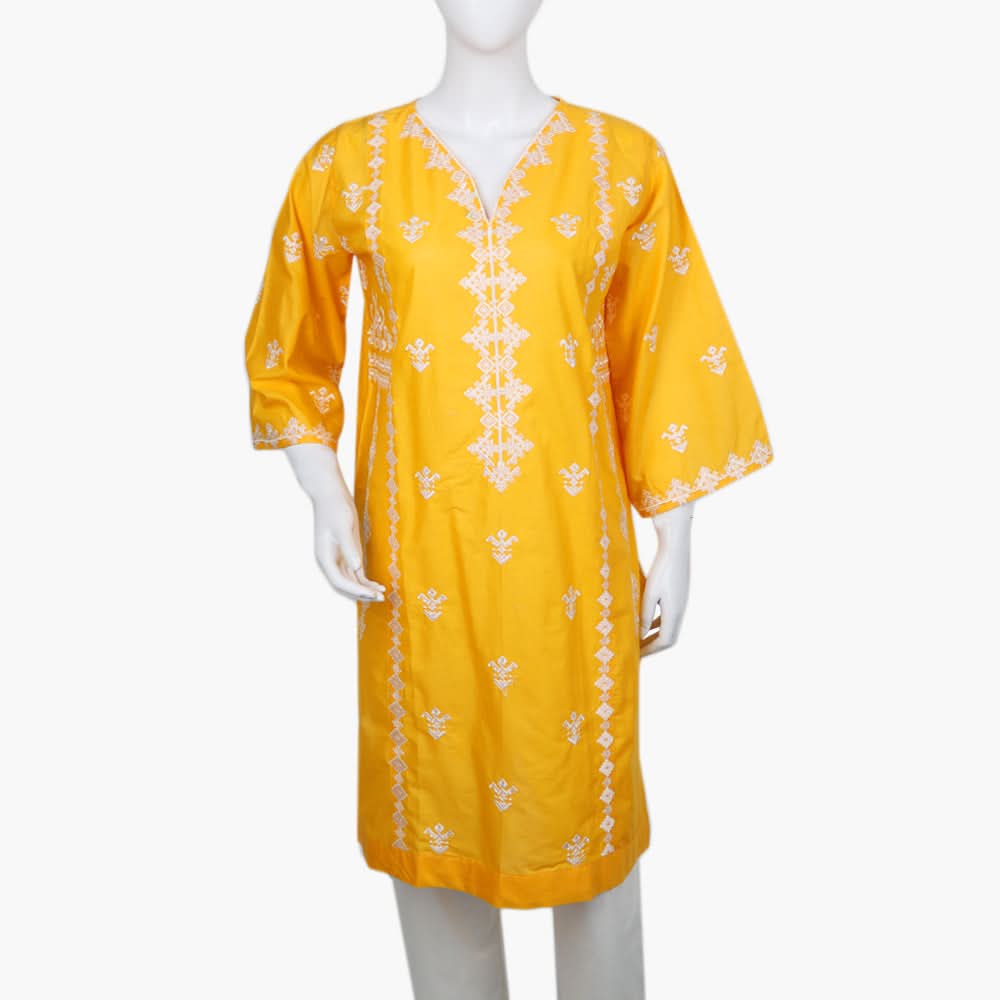 Women's Embroidered Kurti - Yellow, Women Ready Kurtis, Chase Value, Chase Value
