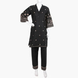 Women's Embroidered 2Pcs Suit - Black, Women Shalwar Suits, Chase Value, Chase Value