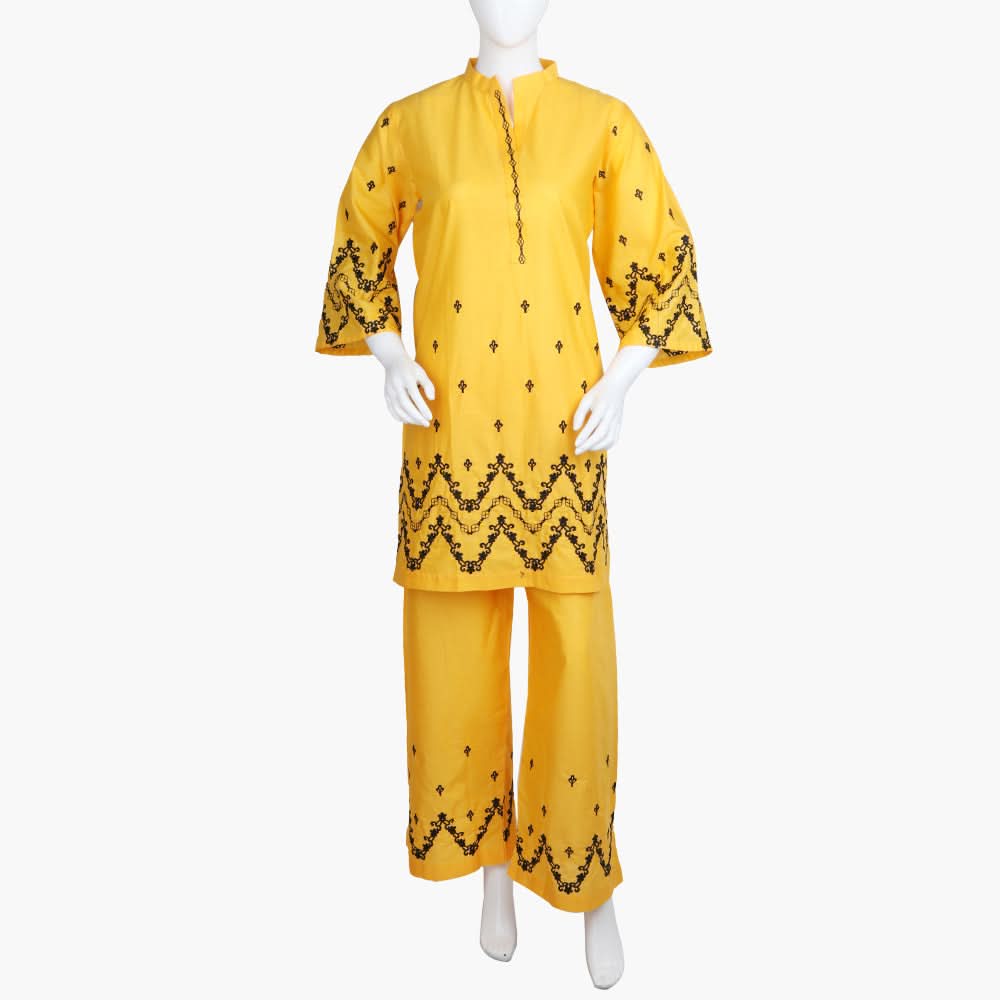 Women's Embroidered 2Pcs Suit - Yellow, Women Shalwar Suits, Chase Value, Chase Value