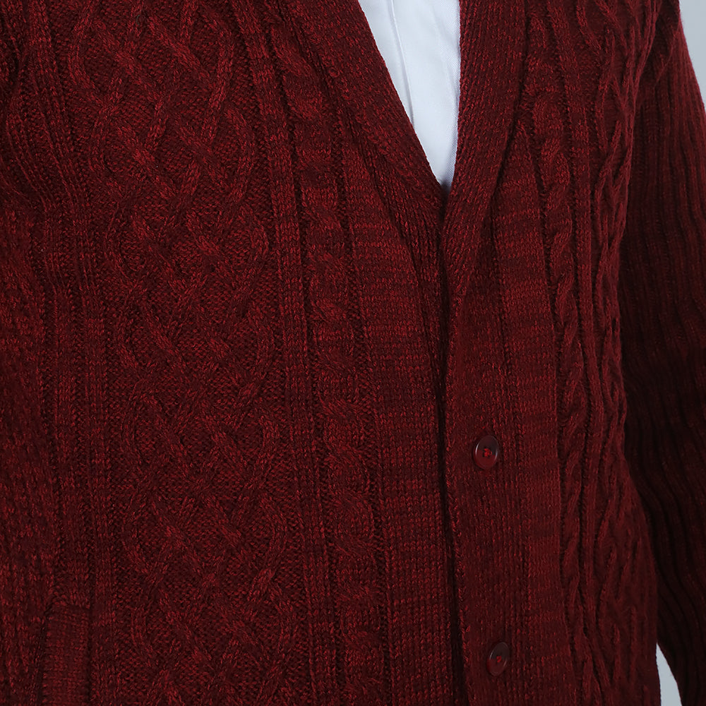 Men's Cardigan Full Sleeves Sweater - Maroon, Men's Sweater & Sweat Shirts, Eminent, Chase Value