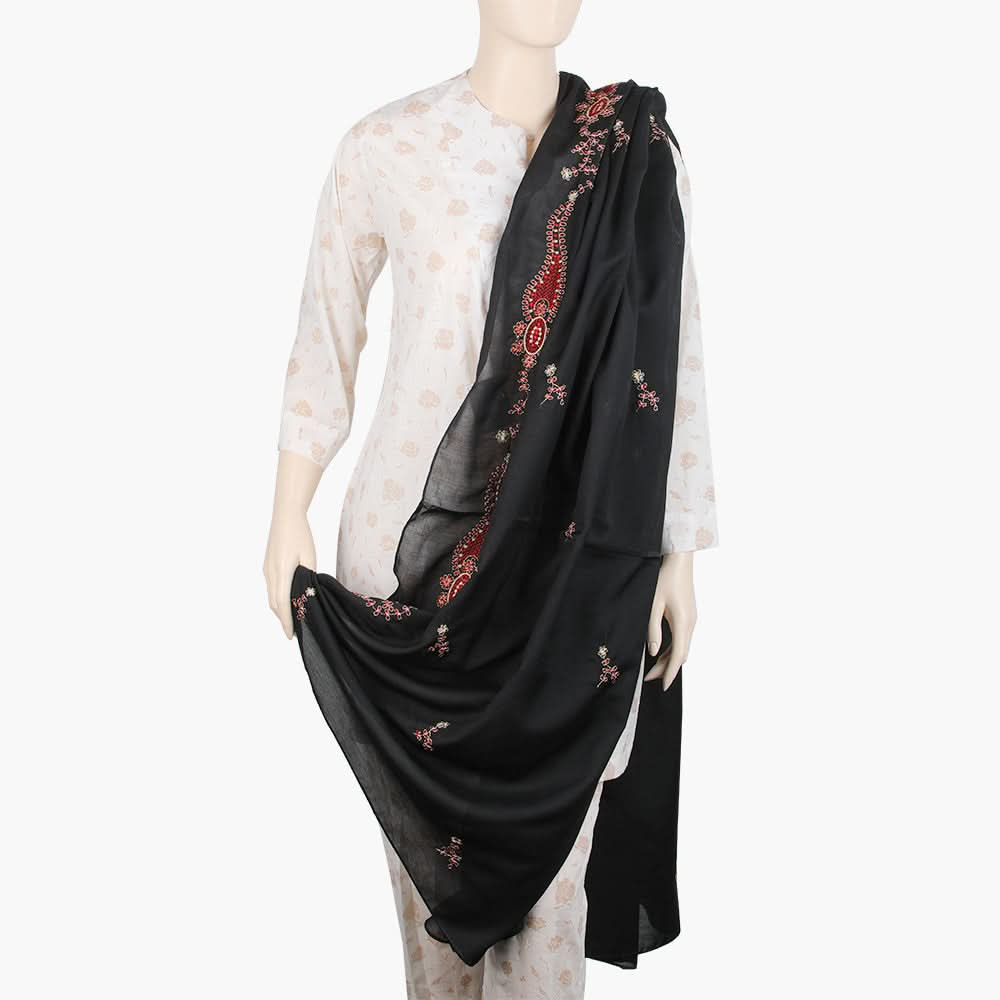 Women's Embroidered Dupatta - Black, Women Dupatta, Chase Value, Chase Value
